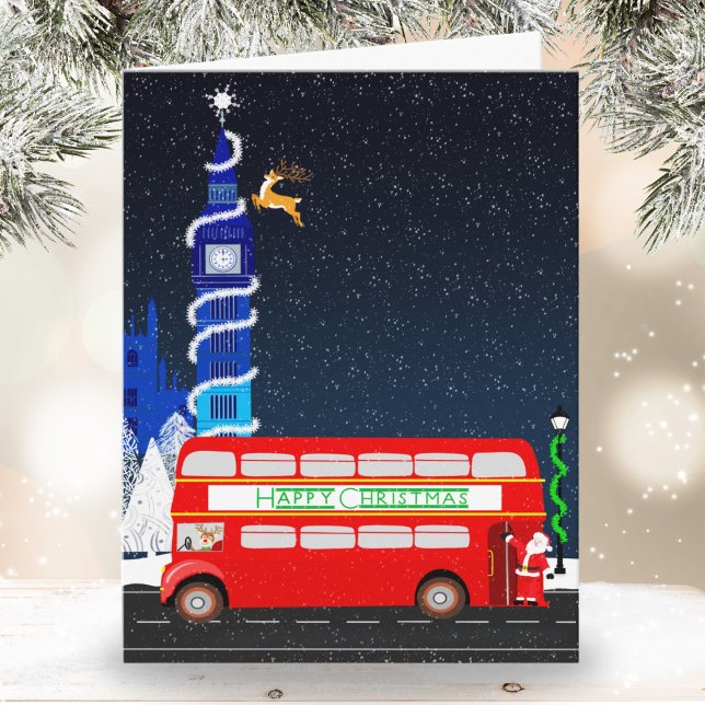 Carte Londres Big Ben Avec Double Decker Bus Noël (Créateur téléchargé)