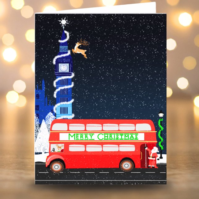 Carte Londres Big Ben Double Decker Bus Joyeux Noël (Créateur téléchargé)
