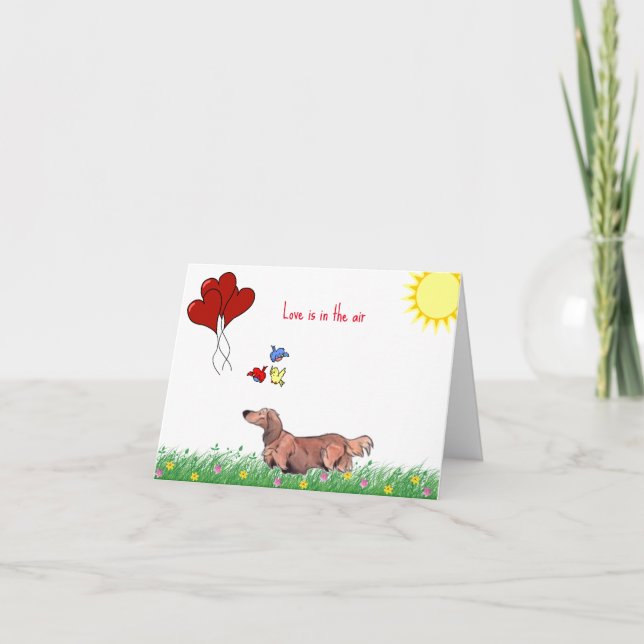 Carte Long Hair Dachshund Valentine (Devant)