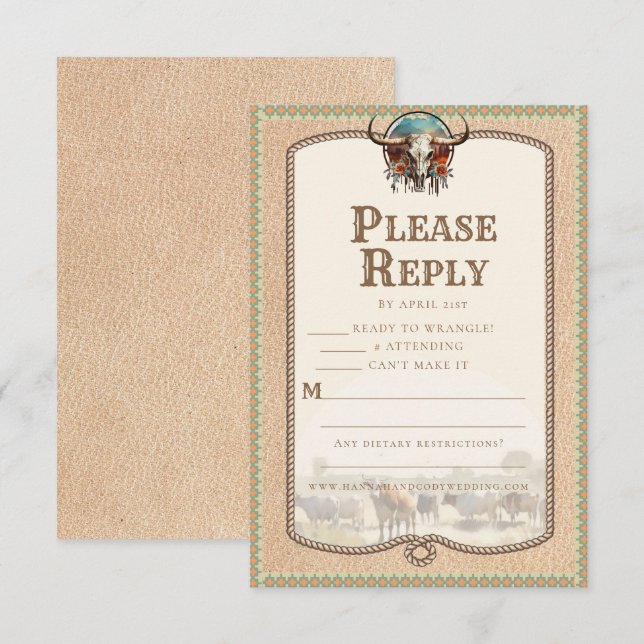 Carte Longhorn Western Reply Card (Devant / Derrière)