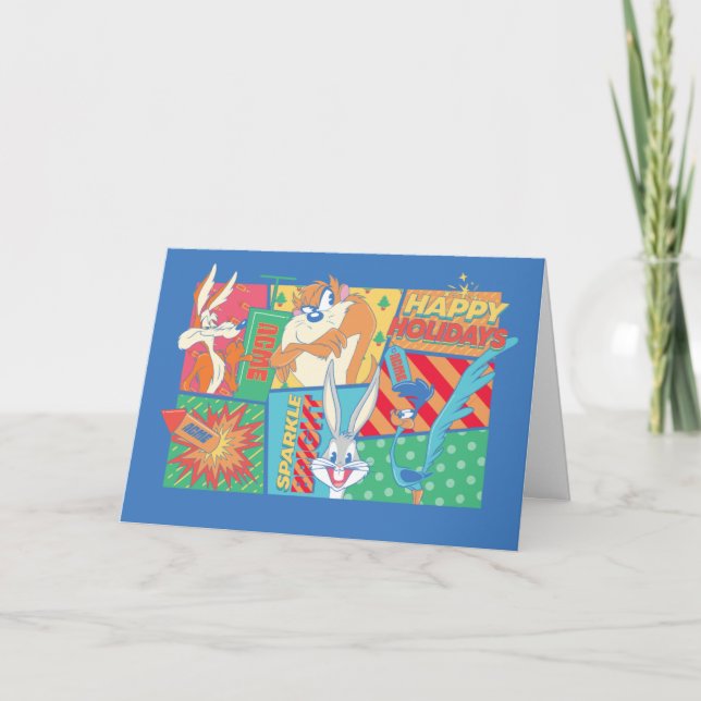 Carte LOONEY TUNES™ | Motif Joyeuses Fêtes (Devant)