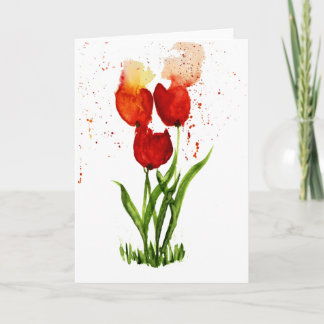 Carte Loose Watercolor Tulips ~ Blank Inside