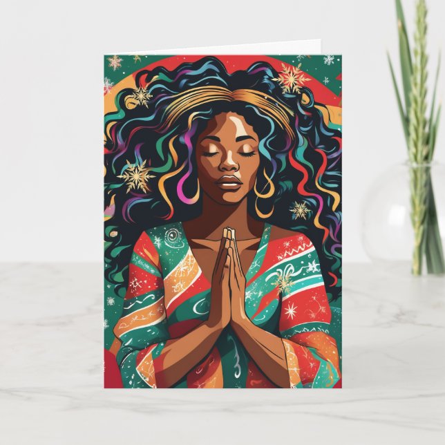 Carte Lord Bless and Keep You Christmas Black Woman (Devant)
