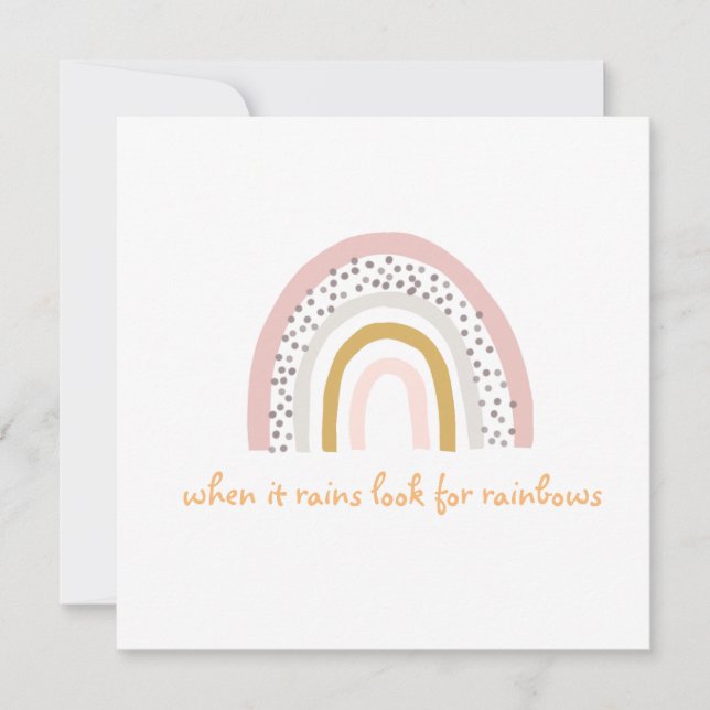 Carte Lorsqu'Il Pleut Chercher Rainbows Boho Grey Card (Devant)
