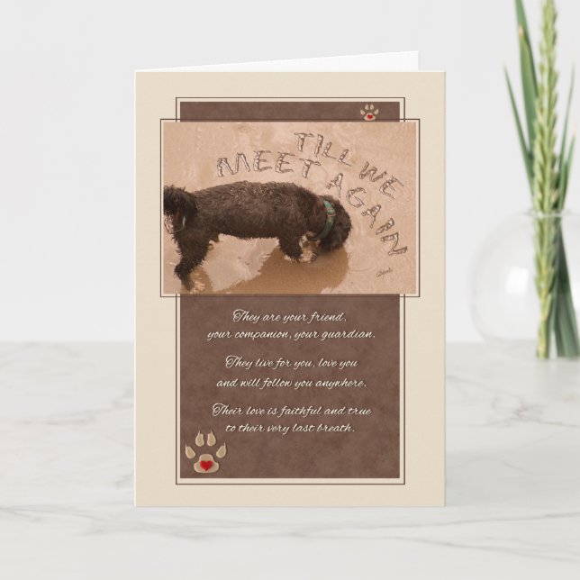 Carte Loss of dog brown till We meet again pet sympathy (Devant)