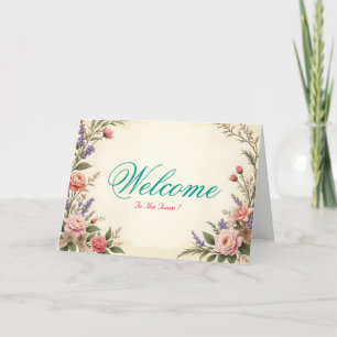 Carte Lotus Minimal Blanc Vœu de Bienvenue