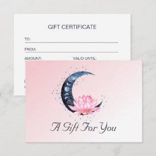 Carte Lotus rose Flower Moon Business Certificat cadeau