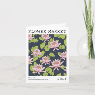 Carte Lotus Water Lily Marché aux fleurs Juillet Anniver
