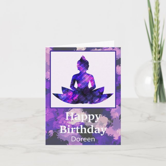 Carte Lotus Yoga pourpre spirituel (Devant)