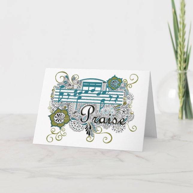 Carte Louange avec des notes musicales (Devant)