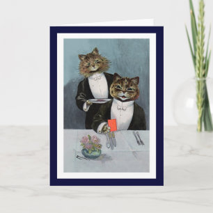 Carte Louis Wain - chats dans des smokings - art vintage