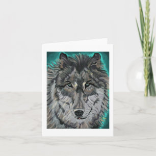 Carte Loup à Teal Ice notecard