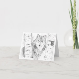 Carte Loup à travers les bouleaux