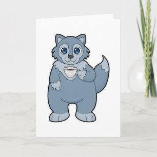 Carte Loup avec tasse de café