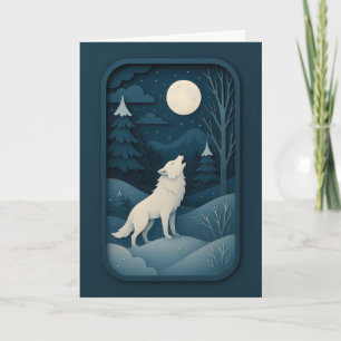 Carte Loup Blanc Hurleur sous la Lumière de la Lun