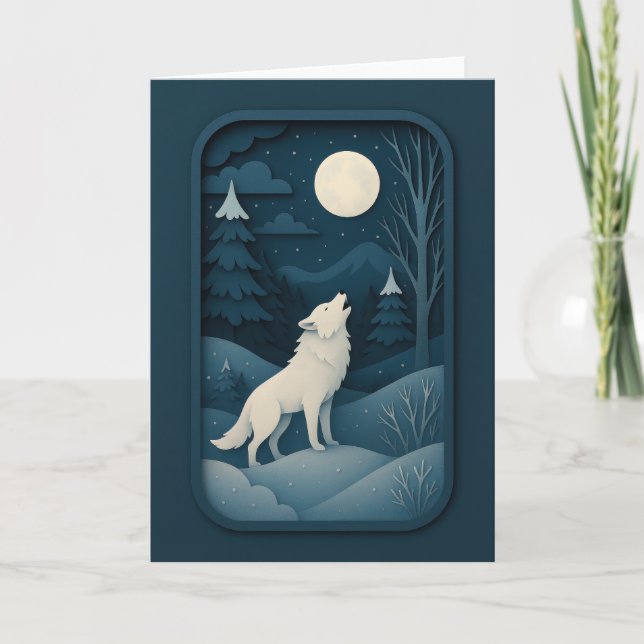 Carte Loup Blanc Hurleur sous la Lumière de la Lun (Devant)