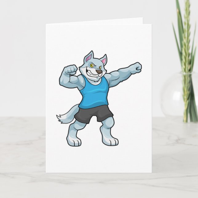 Carte Loup culturiste avec de gros bras (Devant)