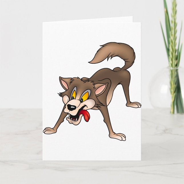 Carte Loup de dessin animé avec une expression de folie (Créateur téléchargé)