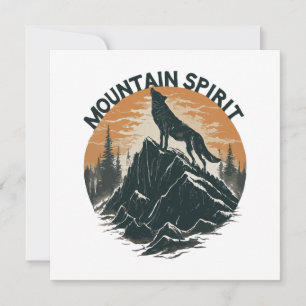 Carte Loup de la Majesté de montagne hurlant sur le pic