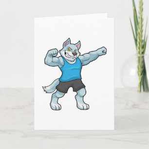 Carte Loup en culturiste avec de gros bras supérieurs