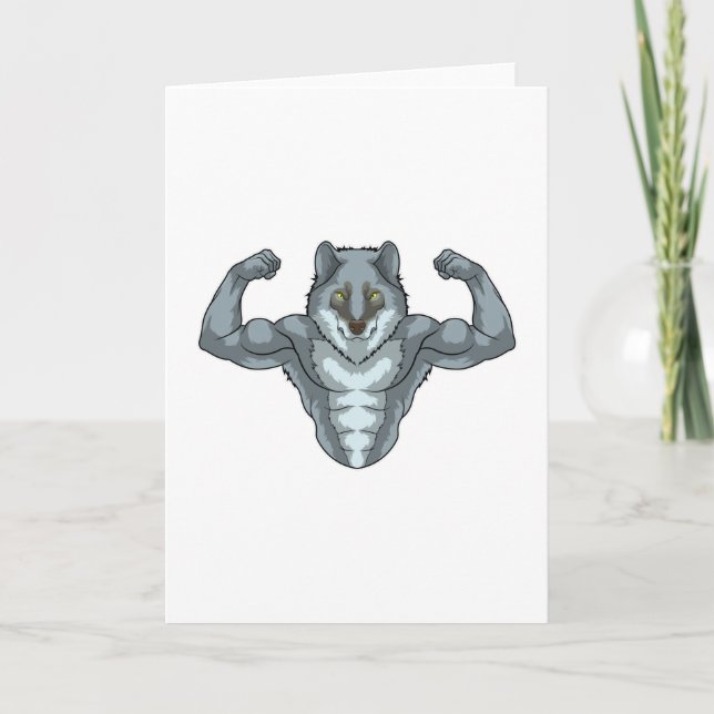 Carte Loup en culturiste avec de gros muscles (Devant)