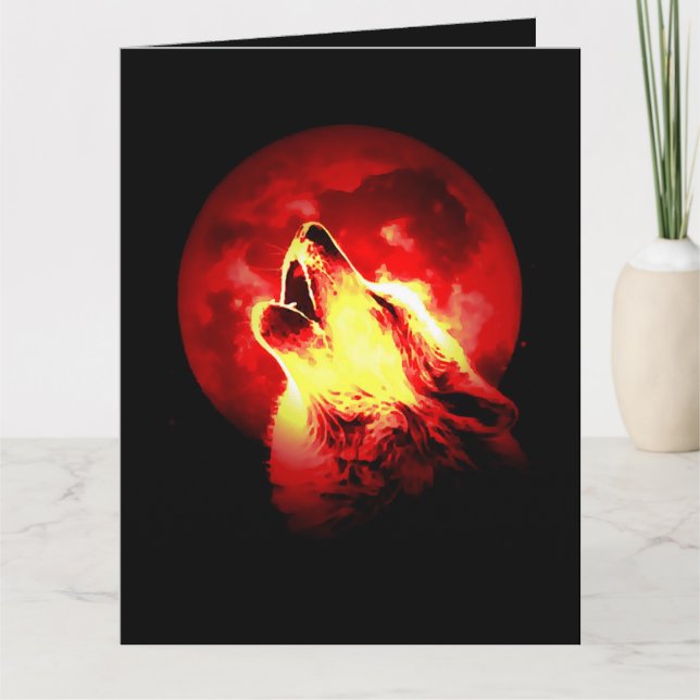 Carte Loup hurlant à la nuit rouge (Devant)