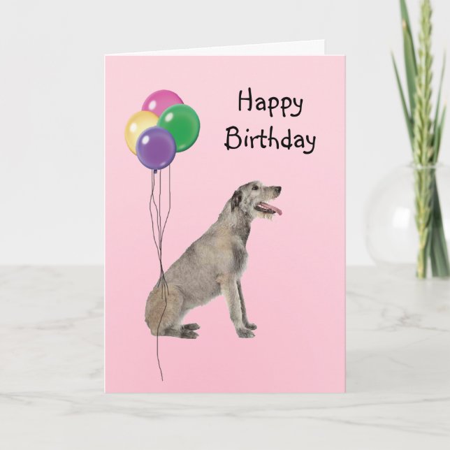 Carte Loup irlandais, ballons d'anniversaire (Devant)