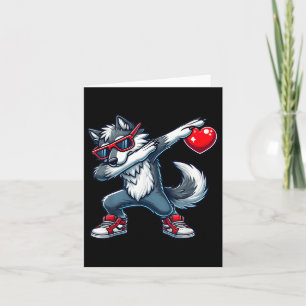 Carte Loup qui fait dab avec cœur pour la Saint-Valentin