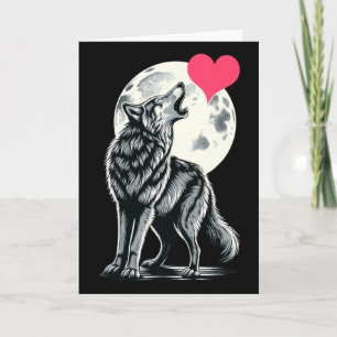 Carte Loup tenant un cœur Saint-Valentin Jolies Loups Va