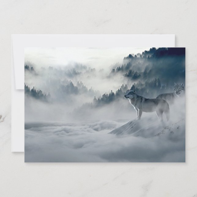 Carte Loups dans le paysage hivernal de neige (Devant)