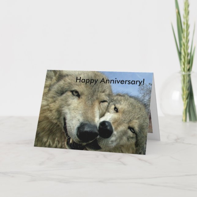 Carte Loups - Joyeux anniversaire - Pour partenaire (Devant)