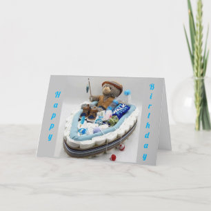Carte L'OURS DE PÊCHE VOUS SOUHAITE HEUREUX *16ème* ANNI