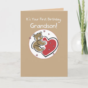 Carte L'ours du 1er anniversaire de Grand-fils