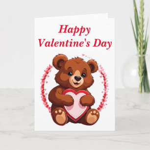 Carte L'ours qui garde un coeur vierge La Saint-Valentin