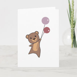 Carte L'Ours S'Envole Avec Des Ballons De Bons Bêtes Ani