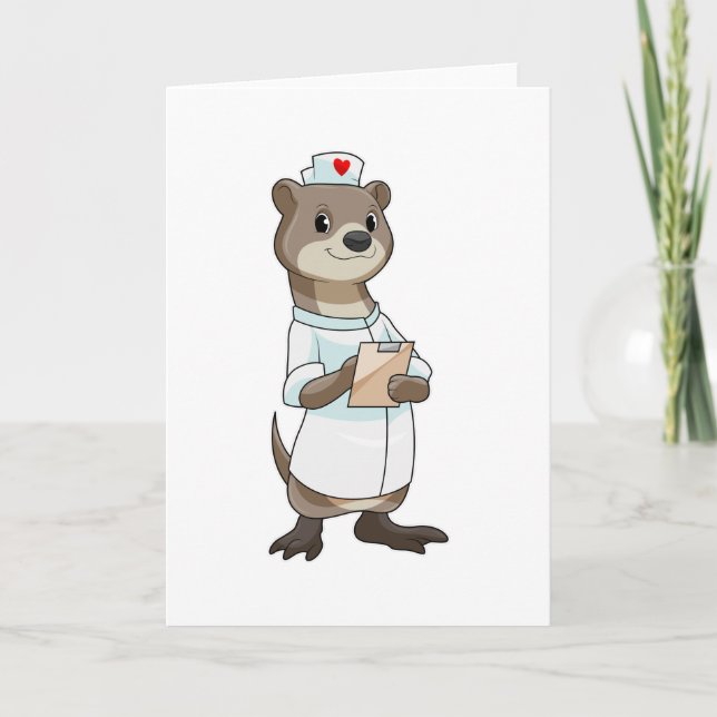 Carte Loutre en infirmière au cœur tendre (Devant)