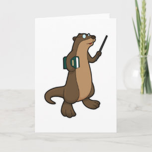 Carte Loutre en tant que professeur avec livre et pointe