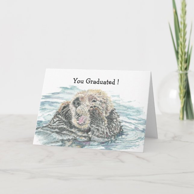 Carte Loutre Excited mignonne de Congrats d'obtention du (Devant)