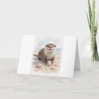 Carte Loutre ramassant des coquillages sur la rive Ca