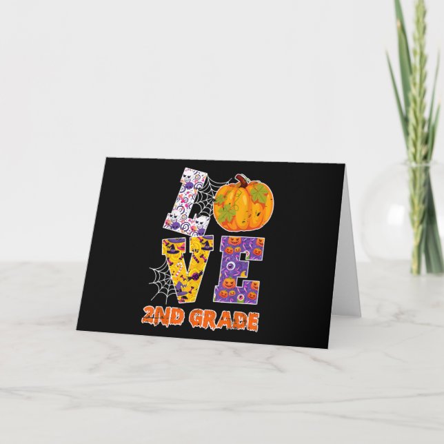 Carte Love 2nd Grade Teacher School Cadeau Halloween (Devant)