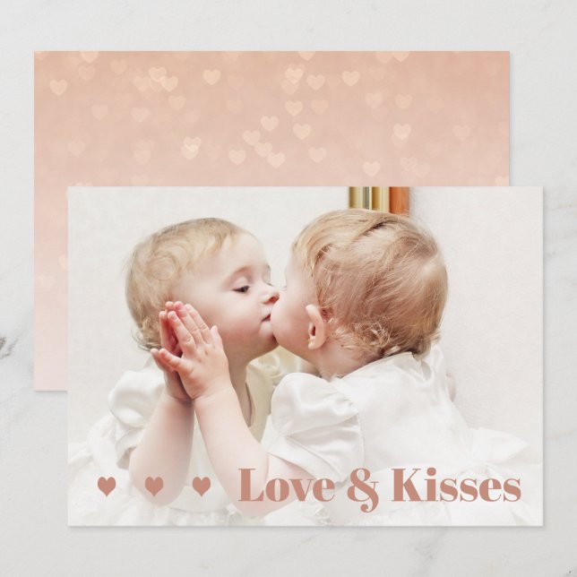 Carte Love and Kisses mignonne Photo Valentine (Devant / Derrière)