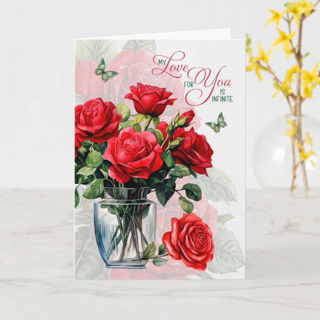 Carte Love and Romance Vase of Red Roses and Butterfly (Fleur jaune)