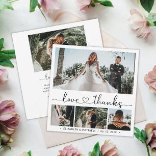 Carte Love and Thanks Script 4 Photo Collage Mariage