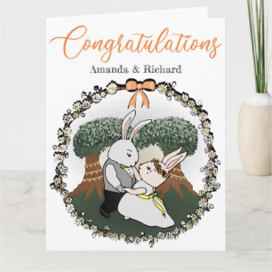 Carte Love Bunnies Mariage personnalisé Félicitations