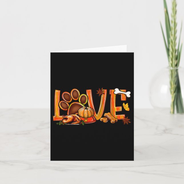 Carte Love Chien Empreinte de patte Turquie Citrouille A (Devant)