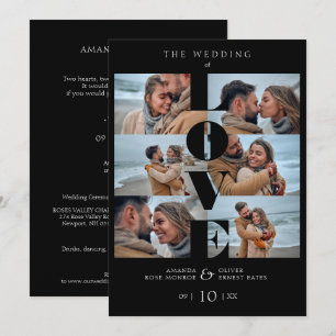 Carte Love Citation Black Trendy Collage Mariage 6 Photo