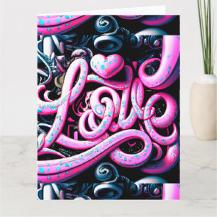 Carte Love Graffiti rose et noir