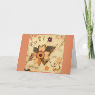 Carte Love is the Answer Floral Art Quote Pink