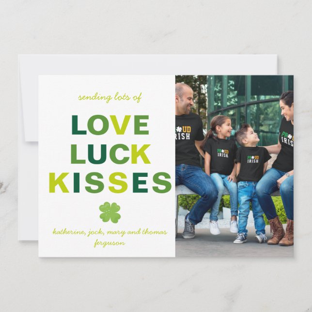 Carte Love Luck Baisers Photo personnalisée Shamrock St  (Devant)