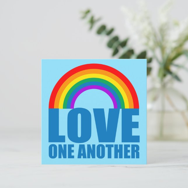 Carte Love One Another Rainbow Christian Card (Debout devant)